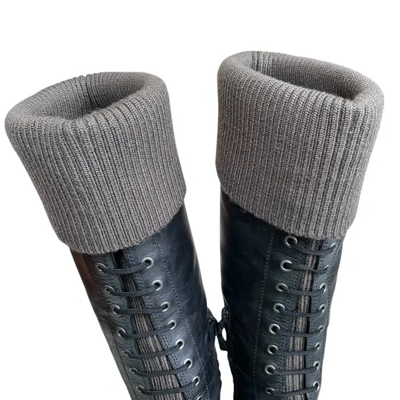 Cole Haan Black and Gray Lace Up Boots - Picture 3 of 9